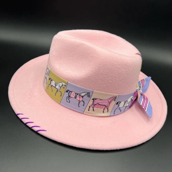 Vegan Leather Wide Firm Brim Black Vegan Wool Hat - Picture 3 of 15